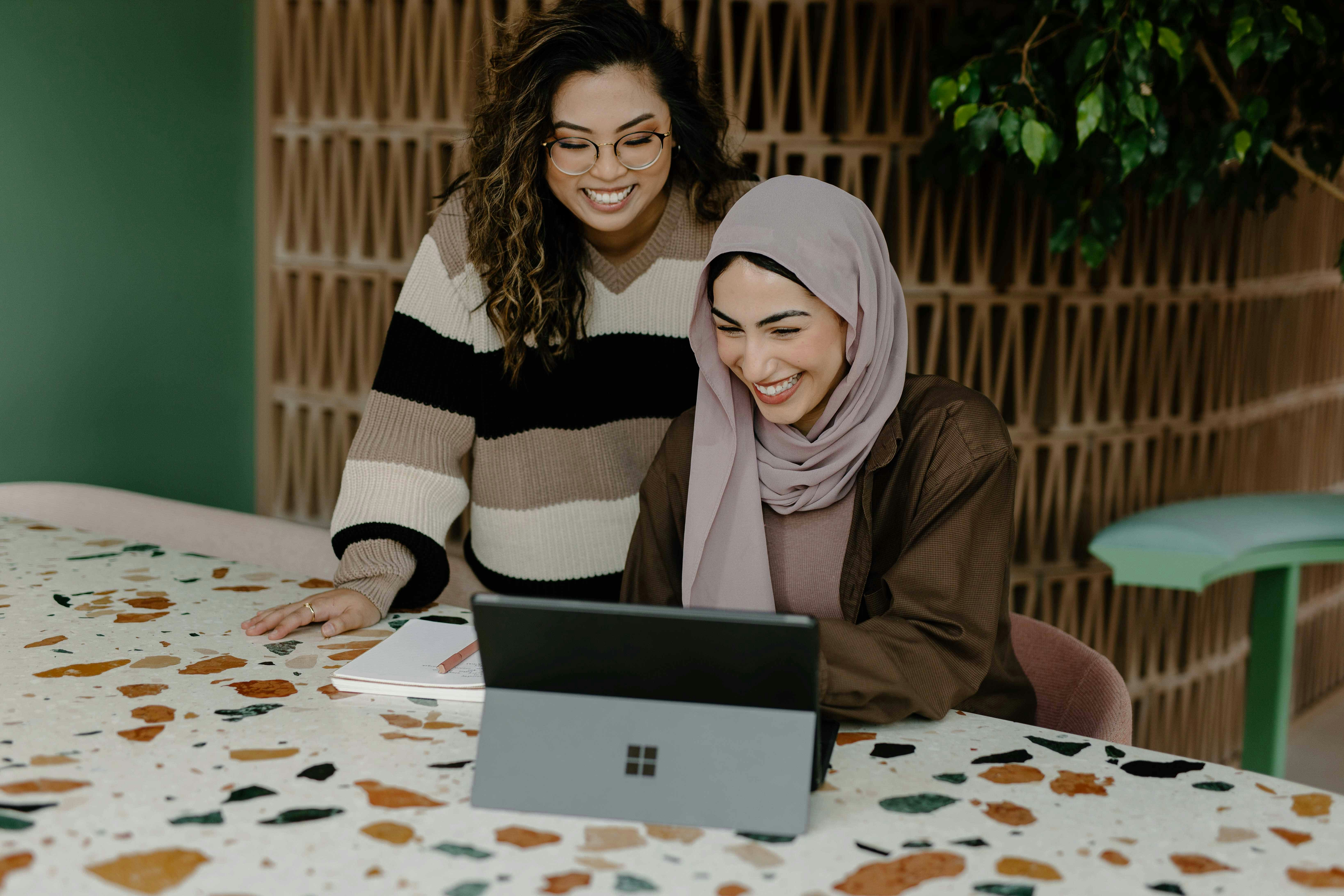 People collaborating with technology